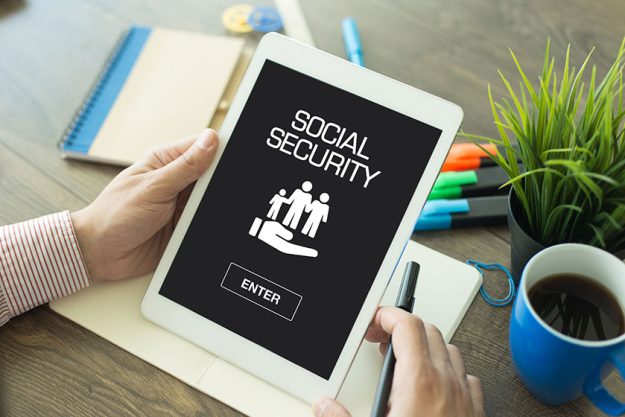 SOCIAL SECURITY CONCEPT on screen SOCIAL SECURITY CONCEPT on screen