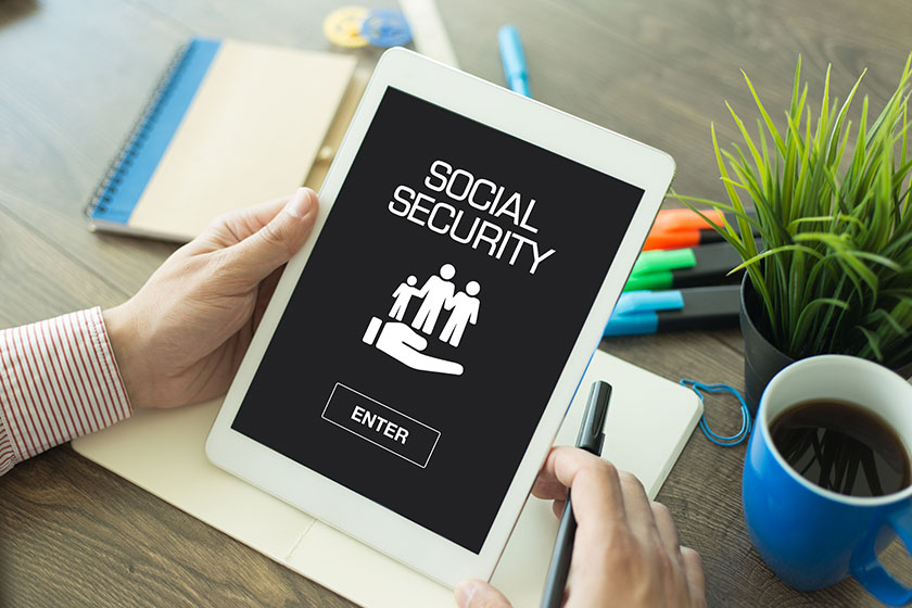 SOCIAL SECURITY CONCEPT on screen SOCIAL SECURITY CONCEPT on screen