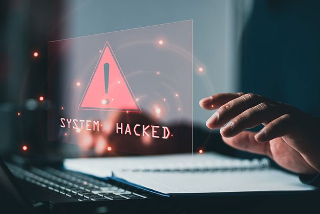 System hacked alert after cyber attack on computer System hacked alert after cyber attack on computer