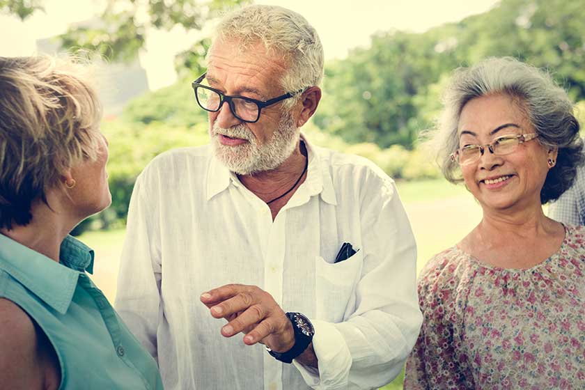 Senior Friends have fun at park Senior Friends have fun at park