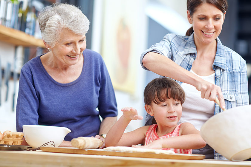 Do more of what you love. a three generational family baking together