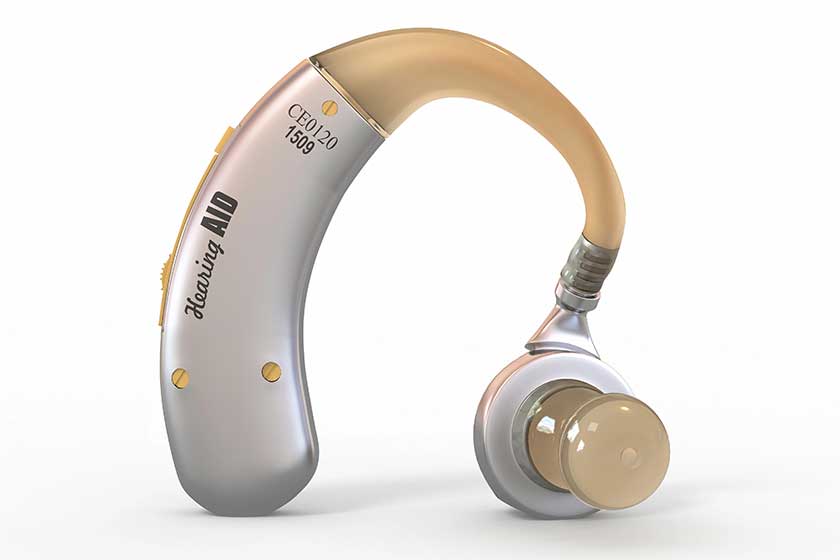 Hearing aid on white background. 3d