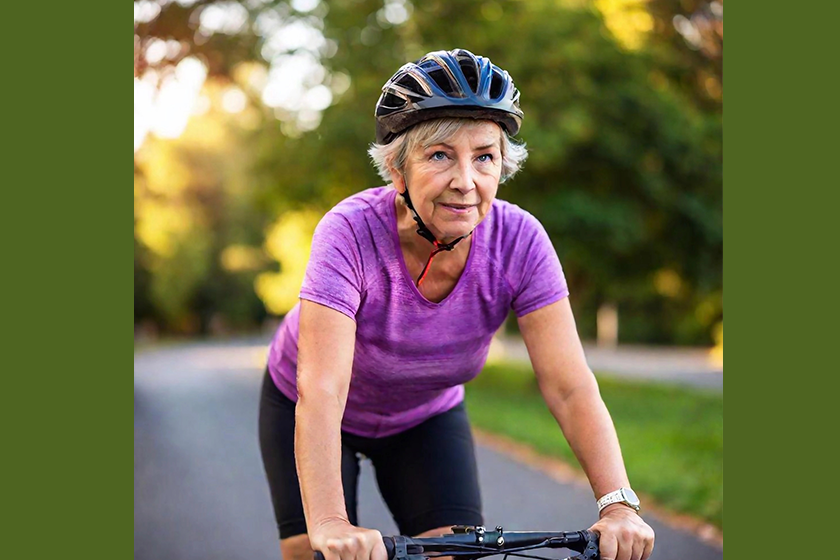 close-photo-greyhaired-caucasian-senior-female-wearing-helmet A close-up photo of a greyhaired, Caucasian senior female