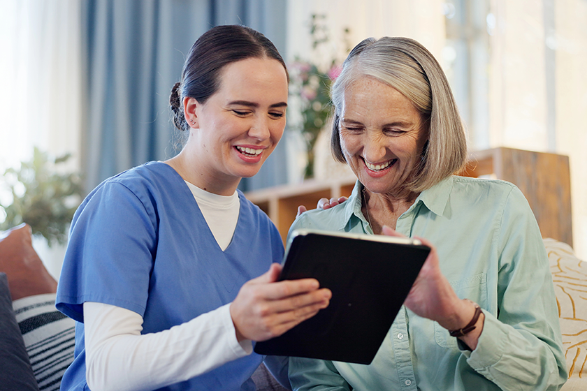 consultation-nurse-senior-woman-tablet Consultation, nurse and senior woman with tablet